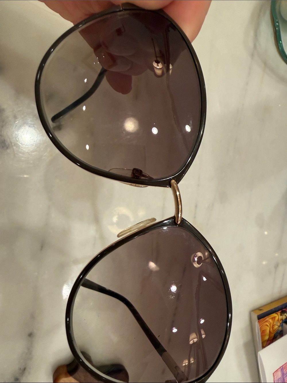 Tom Ford Brown Gradient Aviator Sunglasses with Gold Accents - Picture 4 of 4